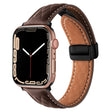For Apple Watch 8 41mm Folding Buckle Rhombus Leather Watch Band(Coffee) - Watch Bands by PMC TechLife | Online Shopping South Africa | PMC TechLife