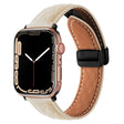 For Apple Watch SE 40mm Folding Buckle Rhombus Leather Watch Band(Starlight) - Watch Bands by PMC TechLife | Online Shopping South Africa | PMC TechLife