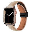 For Apple Watch 6 40mm Folding Buckle Rhombus Leather Watch Band(Apricot) - Watch Bands by PMC TechLife | Online Shopping South Africa | PMC TechLife