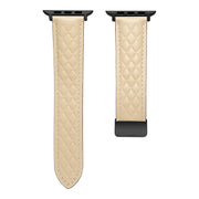 For Apple Watch 4 44mm Folding Buckle Rhombus Leather Watch Band(Starlight)