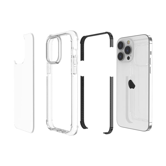 For iPhone 15 Pro Max Four-corner Shockproof TPU + Acrylic Phone Case(Black + Transparent)