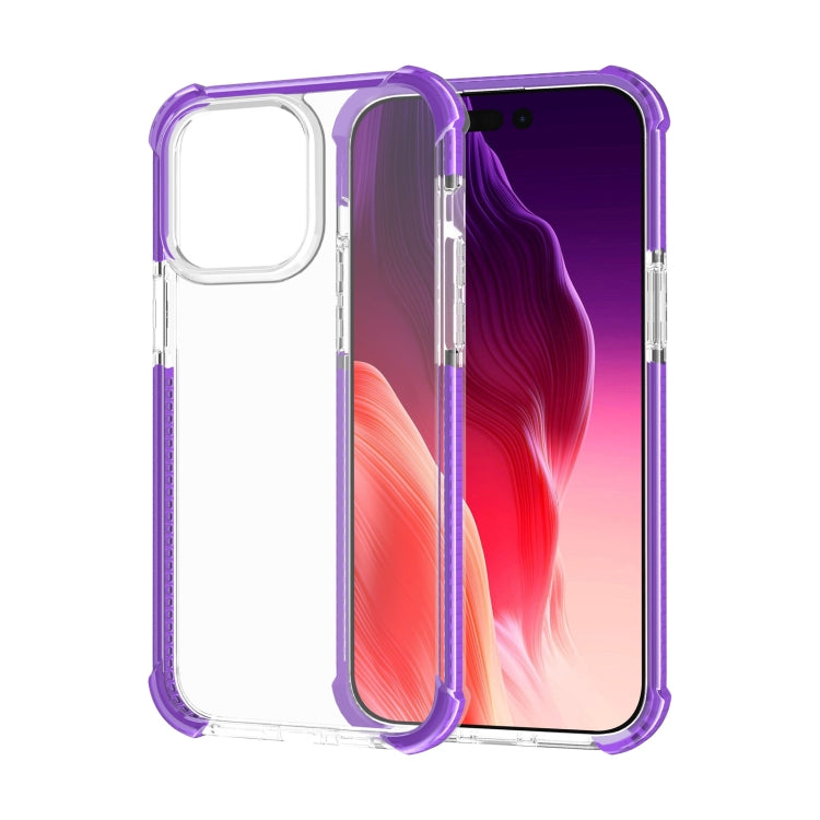 For iPhone 15 Pro Four-corner Shockproof TPU Hybrid Acrylic Phone Case(Purple)