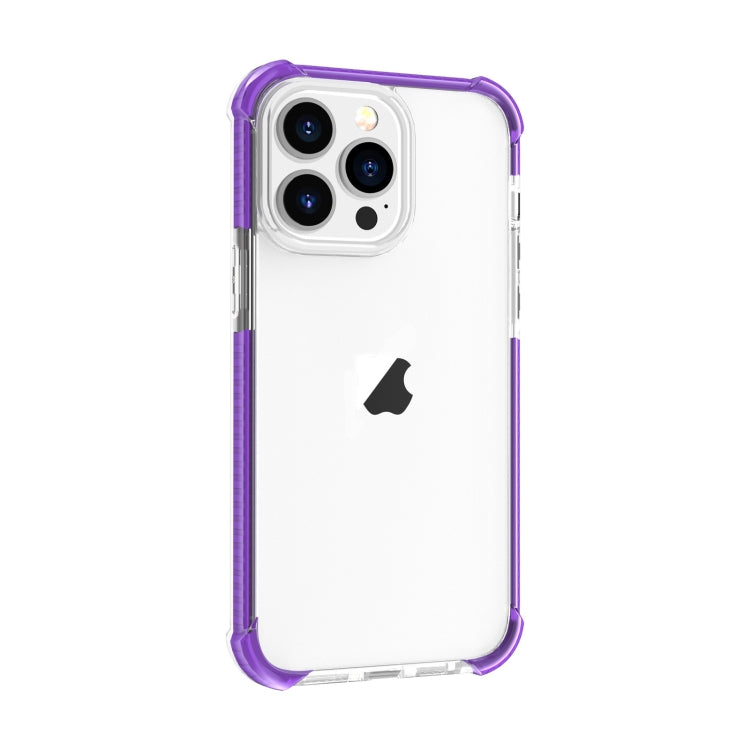 For iPhone 15 Pro Four-corner Shockproof TPU Hybrid Acrylic Phone Case(Purple)