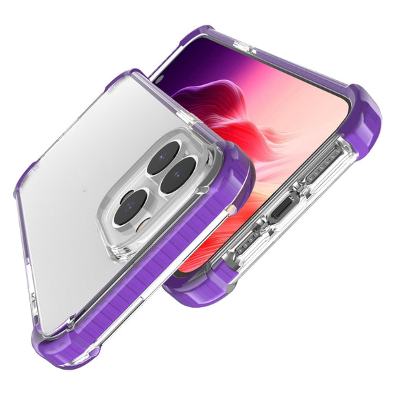For iPhone 15 Pro Four-corner Shockproof TPU Hybrid Acrylic Phone Case(Purple)