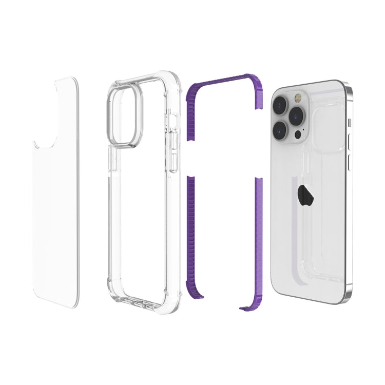 For iPhone 15 Pro Four-corner Shockproof TPU Hybrid Acrylic Phone Case(Purple)