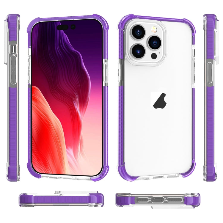 For iPhone 15 Pro Four-corner Shockproof TPU Hybrid Acrylic Phone Case(Purple)