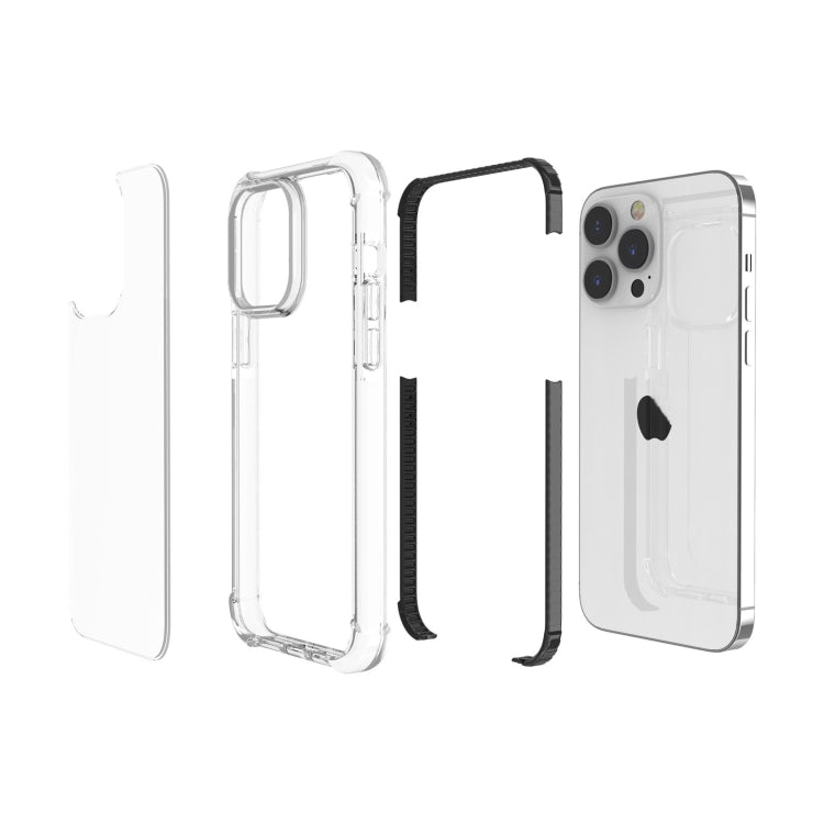 For iPhone 15 Pro Four-corner Shockproof TPU + Acrylic Phone Case(Black + Transparent)