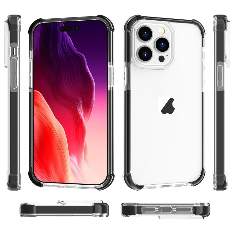 For iPhone 15 Pro Four-corner Shockproof TPU + Acrylic Phone Case(Black + Transparent)