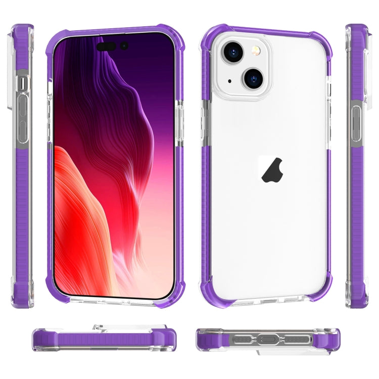 For iPhone 15 Plus Four-corner Shockproof TPU + Acrylic Phone Case(Purple)