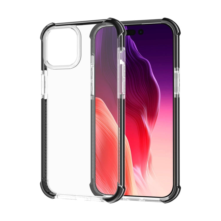 For iPhone 15 Four-corner Shockproof TPU + Acrylic Phone Case(Black + Transparent)