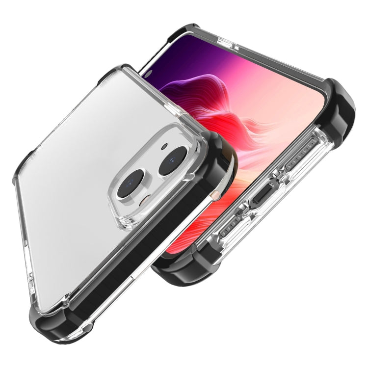 For iPhone 15 Four-corner Shockproof TPU + Acrylic Phone Case(Black + Transparent)