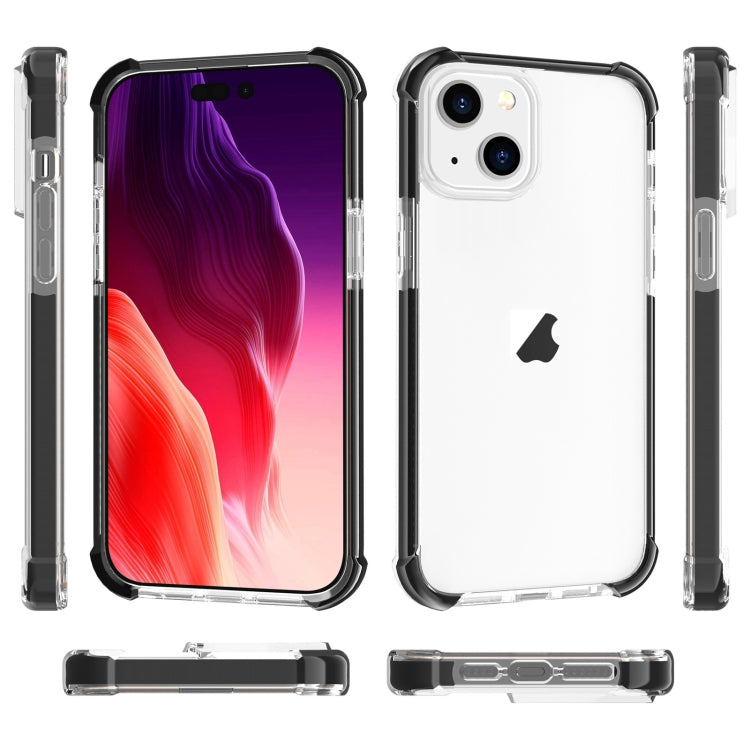 For iPhone 15 Four-corner Shockproof TPU + Acrylic Phone Case(Black + Transparent)