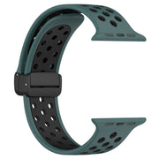 For Apple Watch 8 45mm  Magnetic Buckle Silicone Watch Band(Olive Black)