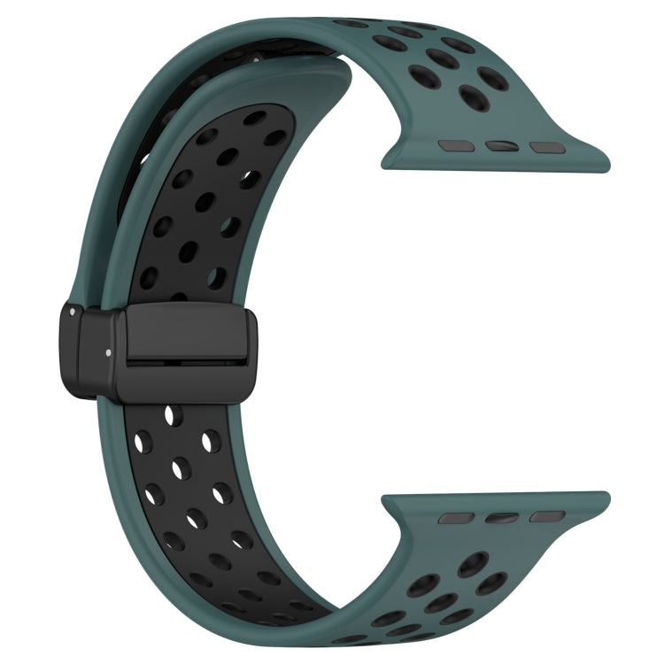 For Apple Watch 8 45mm  Magnetic Buckle Silicone Watch Band(Olive Black)