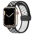 For Apple Watch 8 45mm  Magnetic Buckle Silicone Watch Band(Black White) - Watch Bands by PMC TechLife | Online Shopping South Africa | PMC TechLife
