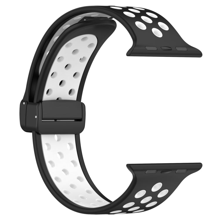 For Apple Watch SE 40mm Magnetic Buckle Silicone Watch Band(Black White)