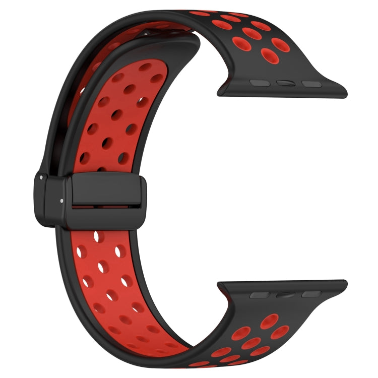 For Apple Watch 6 40mm Magnetic Buckle Silicone Watch Band(Black Red)