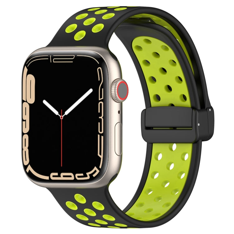 For Apple Watch 4 40mm Magnetic Buckle Silicone Watch Band(Black Limes)