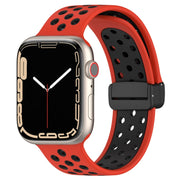 For Apple Watch 4 40mm Magnetic Buckle Silicone Watch Band(Red Black)