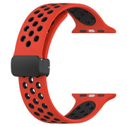 For Apple Watch 4 40mm Magnetic Buckle Silicone Watch Band(Red Black)