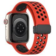 For Apple Watch 4 40mm Magnetic Buckle Silicone Watch Band(Red Black)