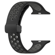 For Apple Watch 3 42mm Magnetic Buckle Silicone Watch Band(Black Grey)