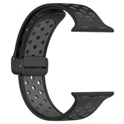 For Apple Watch 3 42mm Magnetic Buckle Silicone Watch Band(Black Grey)