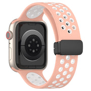 For Apple Watch 2 38mm Magnetic Buckle Silicone Watch Band(Pink White)