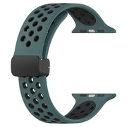 For Apple Watch 38mm Magnetic Buckle Silicone Watch Band(Olive Black)