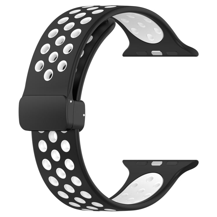 For Apple Watch 38mm Magnetic Buckle Silicone Watch Band(Black White)