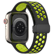 For Apple Watch 38mm Magnetic Buckle Silicone Watch Band(Black Limes)