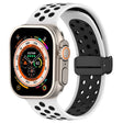 For Apple Watch SE 2023 44mm Magnetic Buckle Silicone Watch Band(White Black) - Watch Bands by PMC TechLife | Online Shopping South Africa | PMC TechLife