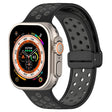 For Apple Watch SE 2023 44mm Magnetic Buckle Silicone Watch Band(Black Grey) - Watch Bands by PMC TechLife | Online Shopping South Africa | PMC TechLife