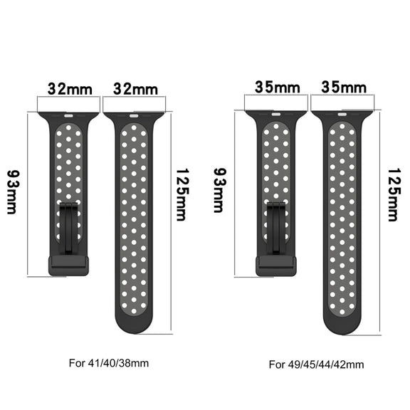 For Apple Watch 3 42mm Magnetic Buckle Silicone Watch Band(Black White)