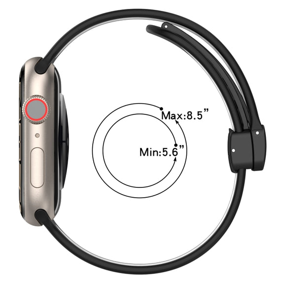 For Apple Watch 38mm Magnetic Buckle Silicone Watch Band(White Black)