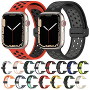 For Apple Watch 3 42mm Magnetic Buckle Silicone Watch Band(Khaki White)