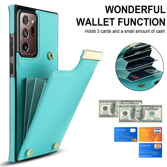 For Samsung Galaxy Note20 Ultra Metal Buckle Card Slots Phone Case(Green)
