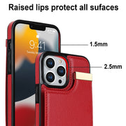 For iPhone 14 Pro Metal Buckle Card Slots Phone Case(Red)
