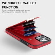 For iPhone 14 Pro Metal Buckle Card Slots Phone Case(Red)