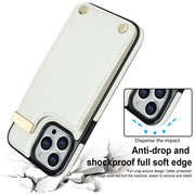 For iPhone 13 Pro Max Metal Buckle Card Slots Phone Case(White)