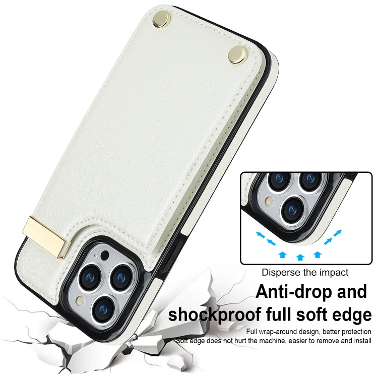 For iPhone 11 Pro Metal Buckle Card Slots Phone Case(White)