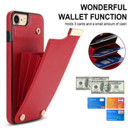 For iPhone SE 2022 / 2020 / 8 / 7 Metal Buckle Card Slots Phone Case(Red)