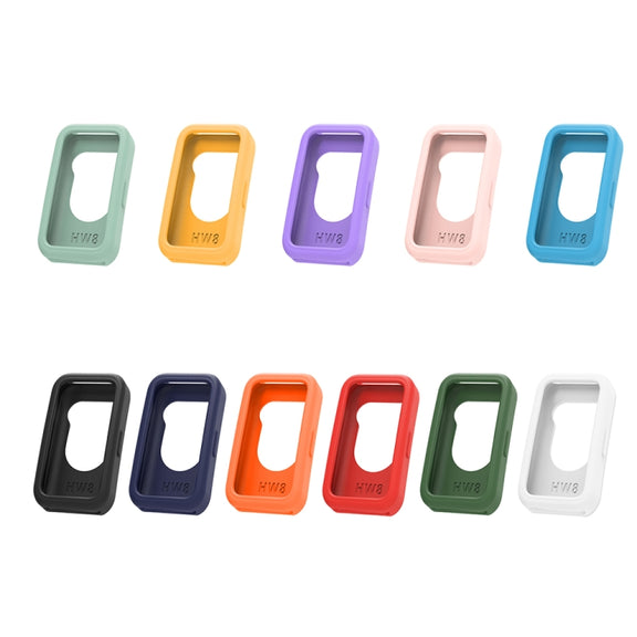 For Huawei Band 8 Silicone Protective Case + Silicone Watch Band Kit(Orange)