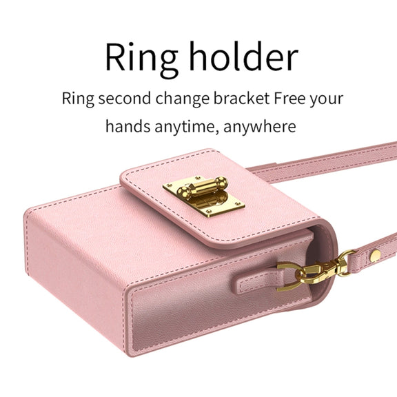 For Samsung Galaxy Z Flip5 GKK Plain Weave Mini Backpack Slim Phone Case with Ring(Pink)