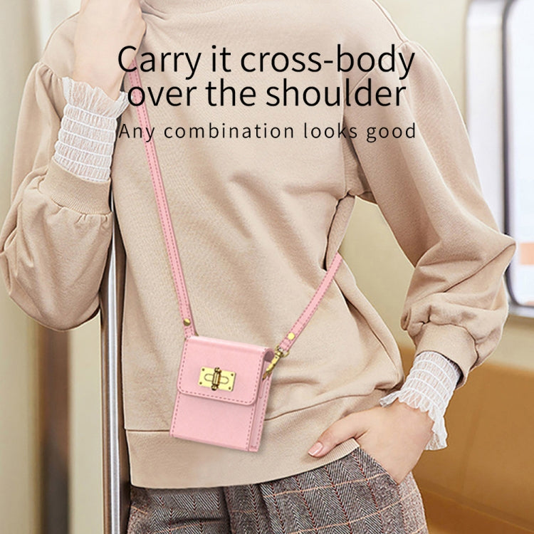 For Samsung Galaxy Z Flip5 GKK Plain Weave Mini Backpack Slim Phone Case with Ring(Pink)