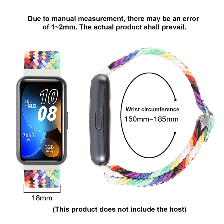 For Huawei Band 8 Nylon Braided Buckle Watch Band(Colorful Black)