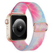 For Apple Watch SE 44mm Painted Pattern Nylon Replacement Watch Band(Flower Butterfly)