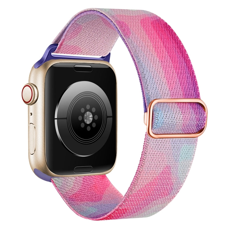 For Apple Watch 3 42mm Painted Pattern Nylon Replacement Watch Band(Ladder Purple Blue)