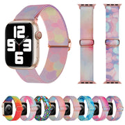 For Apple Watch 9 41mm Painted Pattern Nylon Replacement Watch Band(Symphony Aurora)