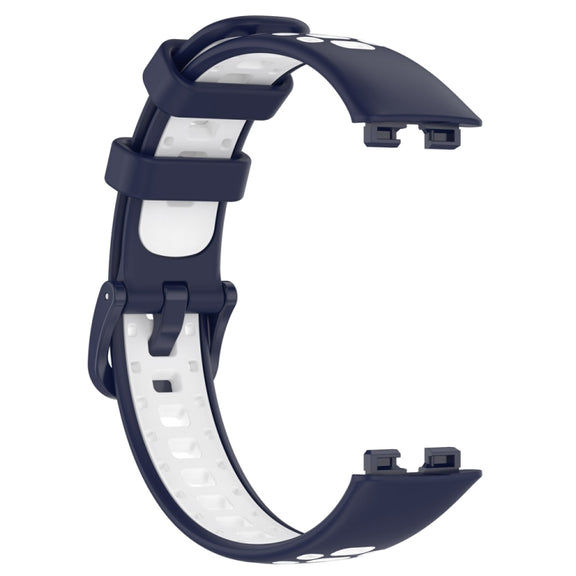 For Huawei Band 8 Two Color Silicone Replacement Watch Band(Midnight Blue White)